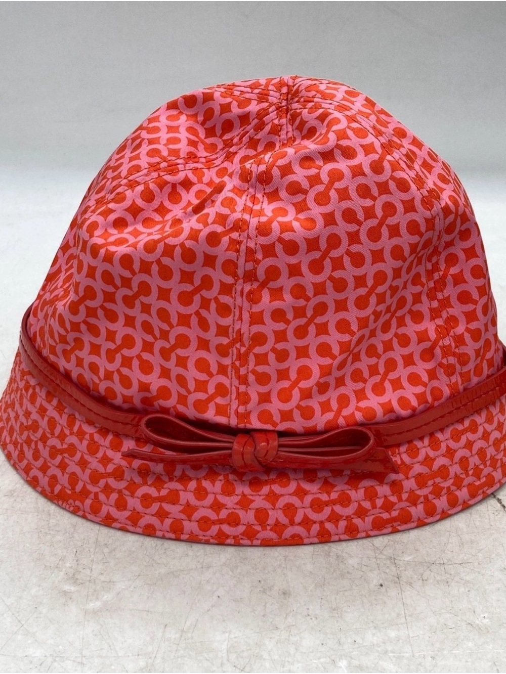 Coach Pink and Red Signature Pattern Bucket Hat M/L